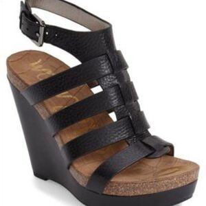 SAM EDELMAN NAYLA LEATHER WEDGES SANDAL 9.5‎